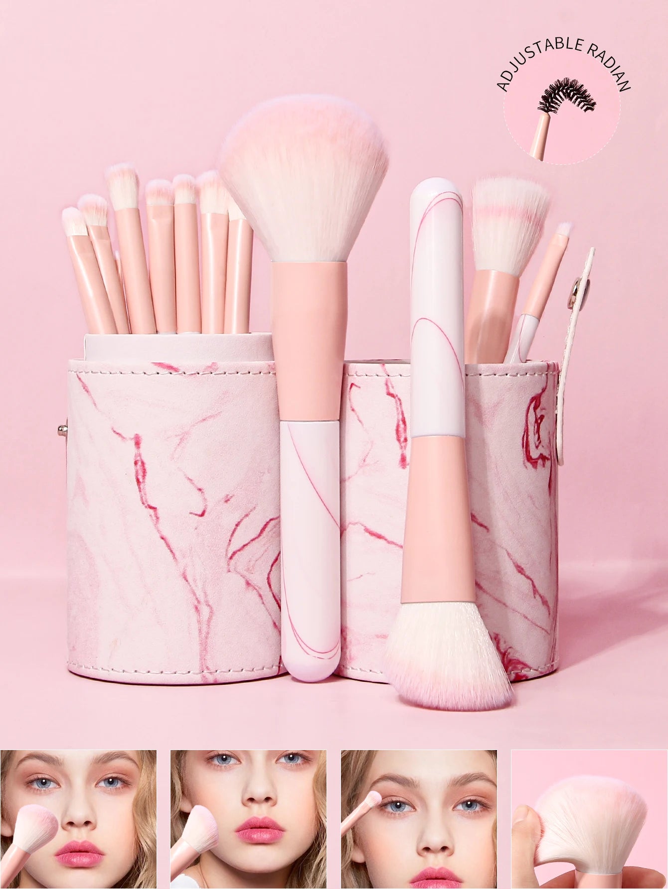 GlowliSoft Trace – Set Rosado de Brochas Multifunción